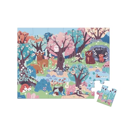 Janod - Magisches Puzzle für Kinder Der Wald, 24 Teile - Lernspiel - Fördert Feinmotorik, Beobachtung und Konzentration - FSC-zertifiziert - ab 3 Jahren, J02653 von Janod