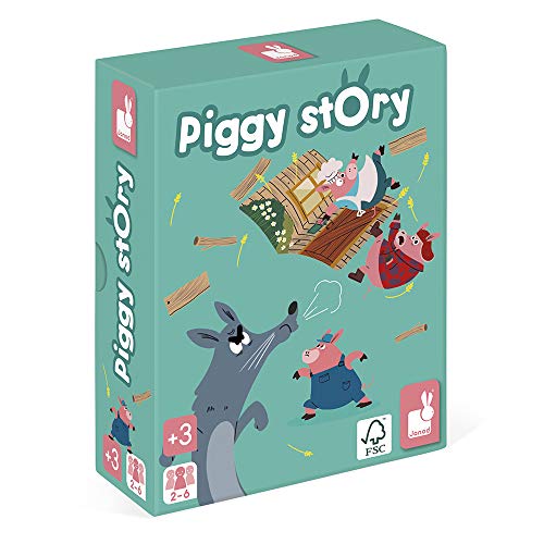 Janod - Piggy Story (Holz und Karton) - Geschicklichkeitsspiel - 2 bis 6 Spieler - Ab 3 Jahre - J02702 von Janod