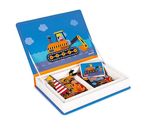Janod Magneti'Book Rennwagen, magnetisches Lernspiel, 50 Teile, Entwicklung der Feinmotorik und Vorstellungskraft, ab 3 Jahren, J02715 von Janod