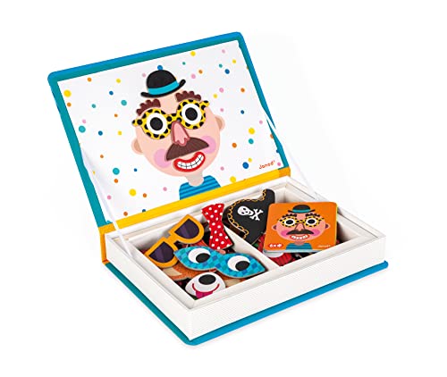 Janod J02716 Magneti'Book Crazy Faces Educational Game, Boys,Blue von Janod