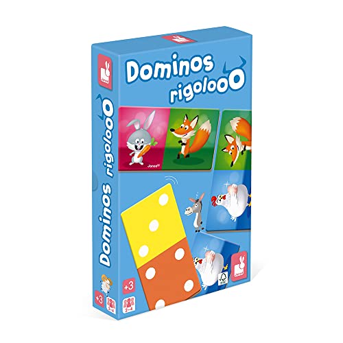 Janod - Dominos Rigolooo - Memory- und Zuordnungsspiel - 2 Spielebenen - 2 bis 4 Spieler - Ab 3 Jahre - J02737 von Janod