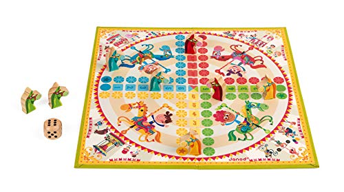 Janod - Carrousel Ludo Game - Traditional Board Game - Wooden Figurines - For children from the Age of 4, J02744 von Janod