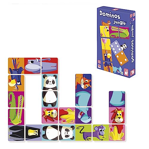 Janod - Dominos Jungle - Memory- und Zuordnungsspiel - 2 Spielebenen - 2 bis 4 Spieler - Ab 3 Jahre - J02771 von Janod
