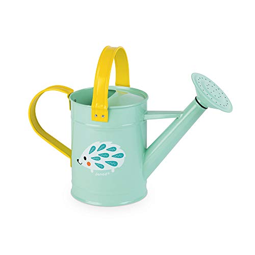 Janod - Happy Garden - Metal Watering Can for Children - Outdoor Gardening Game - For children from the Age of 3, J03191, Blue and Yellow von Janod