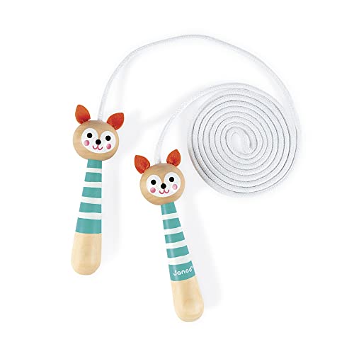 Janod - Wooden Fox Skipping Rope - Adjustable Size - From 3 Years Old, J03198,blue orange von Janod