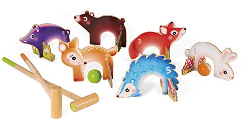 Janod - Forest Animals Croquet Wood Game - Outdoor Game - For children from the Age of 3 J03207, Multicolored von Janod