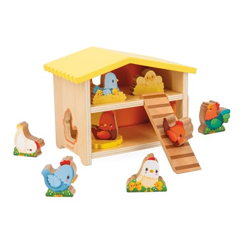 Janod First J03311 Kinderspielzeug, 1 Hühnerstall + 9 Hühner + 1 Leiter, FSC-Holzspiel, entwickelt Geschicklichkeit und Phantasie, ab 18 Monaten, Mehrfarbig Janod First J03311 Kinderspielzeug, 1 Hühnerstall + 9 Hühner + 1 Leiter, FSC-Holzspiel, entwickelt Geschicklichkeit und Phantasie, ab 18 Monaten, Mehrfarbig von Janod