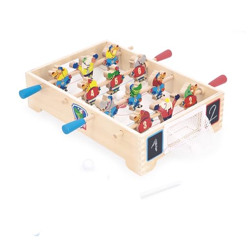 Janod J03367 Mini Tischfußball aus Holz für Kinder-Thema Eishockey-Fördert die Fähigkeit zu tauschen und zu teilen-FSC Produkt-Ab 3 Jahre-J03367 von Janod