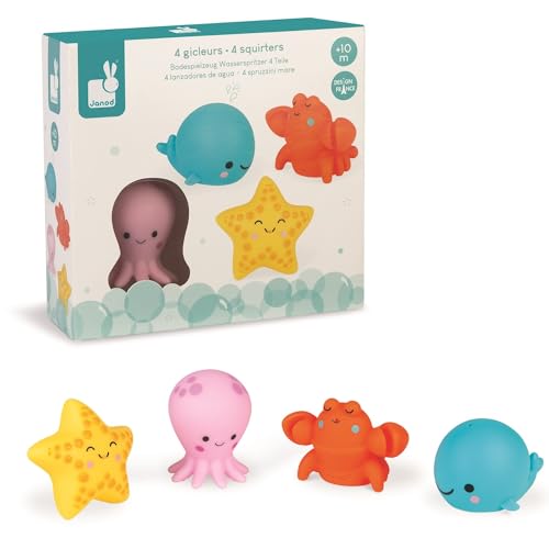 Janod - Wasserspritzer „Meerestiere, 4 Stück - Badespielzeug für Babys - Ab 10 Monaten, J04703 Janod - Wasserspritzer „Meerestiere, 4 Stück - Badespielzeug für Babys - Ab 10 Monaten, J04703 von Janod