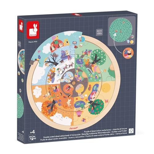 Janod - Pädagogische Produktpalette - Wimmelpuzzle Kind - Suchspiel Der Garten - Pädagogisches Kinderspielzeug - Spiel aus FSC-Holz - Ab 24 Monaten, J05090 von Janod