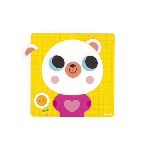 Janod J05447 Spiel zum Lernen, Verwalten und Erkennen von Emotionen-7 Lernkarten-1 Spielbrett-30 Magneten-Magnetisches Lernspielzeug aus Holz-Ab 2 Jahre-J05446 von Janod