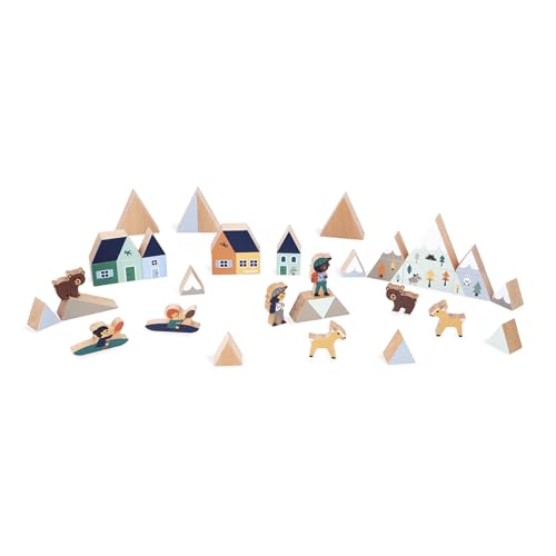 Janod J05947 Set aus 34 Würfeln aus Massivholz-Thema Schneebedeckte Berge-Ideal als Ergänzung zum Teppich-Konstruktionsspielzeug-Fördert die Fantasie-FSCTM Holzspielzeug-Ab 2 Jahre-J05947 Janod J05947 Set aus 34 Würfeln aus Massivholz-Thema Schneebedeckte Berge-Ideal als Ergänzung zum Teppich-Konstruktionsspielzeug-Fördert die Fantasie-FSCTM Holzspielzeug-Ab 2 Jahre-J05947 von Janod