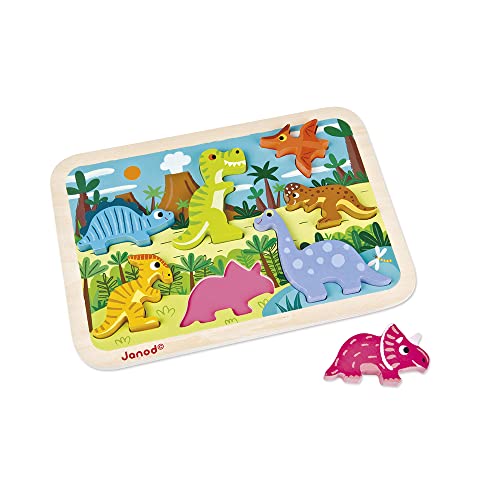 Janod Chunky-Puzzle aus Holz, Dinosaurier, 7 Teile, Entwicklung der Feinmotorik und Konzentration, ab 18 Monaten, J07054 Janod Chunky-Puzzle aus Holz, Dinosaurier, 7 Teile, Entwicklung der Feinmotorik und Konzentration, ab 18 Monaten, J07054 von Janod