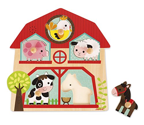 Janod J07079 Wooden Musical Puzzle, The Friends of The Farm von Janod