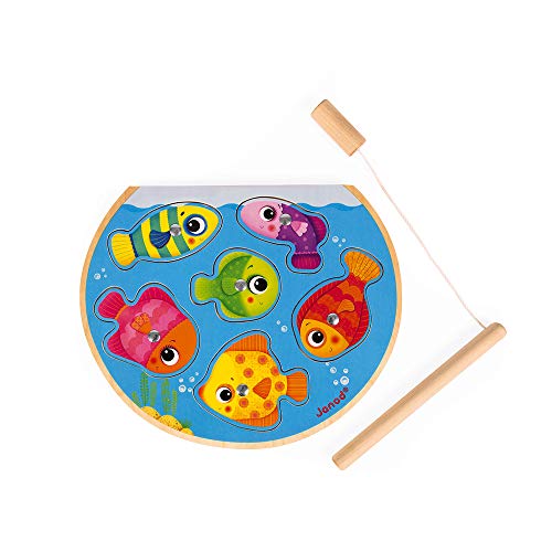 Janod - Speedy Fish Puzzle Game - Develops Fine Motor Skills and Concentration - From 18 Months Old, J07088 von Janod