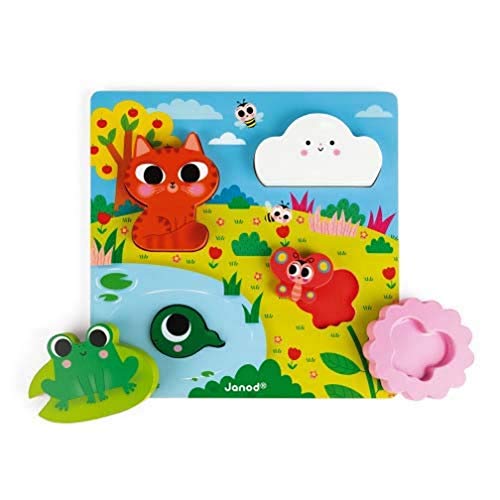 Janod J07105 B07QCDZ9JR Hide and Seek Puzzle Nature 6 pcs (Wood) von Janod