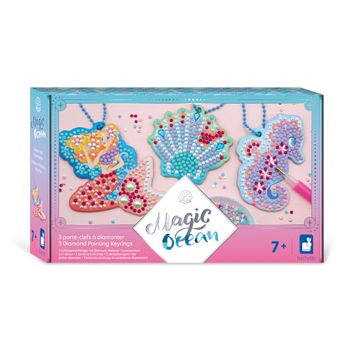 Janod J07793 Magic Ocean 3 Diamant Schlüsselanhänger-Herstellung-Kinderbastelset-Feinmotorik und Konzentration Lernen-Ab 7 Jahren-J07793, Multicolor von Janod