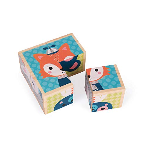 Janod J08000 My First Wooden Blocks, Forest Portraits von Janod