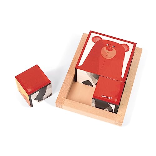 Janod - 6 Forest Blocks in Wooden Box FSC - Wooden Early - Learning Toy - Educational Game - Fine Motor Skills - 12 Months - J08200 von Janod