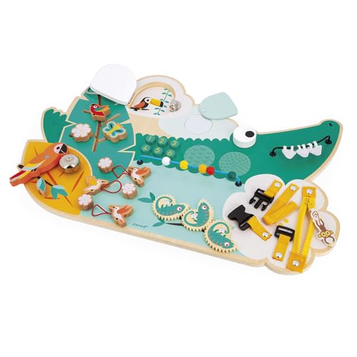 Janod - Busy Board Croco - Activity Board - Thema Dschungeltiere - 14 Aktivitäten - Kinderspielzeug für Jungen und Mädchen - Fördert die Feinmotorik - FSCTM Holzspielzeug - Ab 18 Monate - J08280 Janod - Busy Board Croco - Activity Board - Thema Dschungeltiere - 14 Aktivitäten - Kinderspielzeug für Jungen und Mädchen - Fördert die Feinmotorik - FSCTM Holzspielzeug - Ab 18 Monate - J08280 von Janod