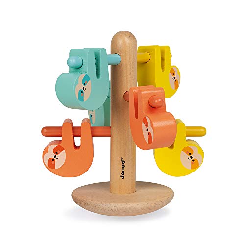 Janod - Balance- und Farbenspiel „Faultier“ - Kleinkindspielzeug - Geschicklichkeitsspiel - Feinmotorik und Konzentration - Partnerschaft mit dem WWF - FSC-zertifiziert - Ab 2 Jahren, J08607 von Janod