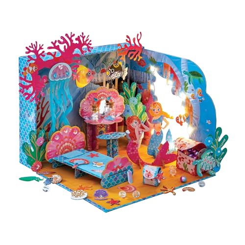 Janod - Magic Ocean - Die Kammer der Meerjungfrauen - Basteln für Kinder - Kreativset - Deko zum Basteln - Die Welt der Kleinen Meerjungfrau - Kinderspiel ab 8 Jahre - J09139 von Janod