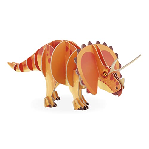 Janod Janod-3D-Kinderpuzzle Triceratops Dinosaurier-32-teiliges 3D-Puzzle-Bauspiel-FSC-Pappe Ab 5 Jahre J05838, Orange von Janod