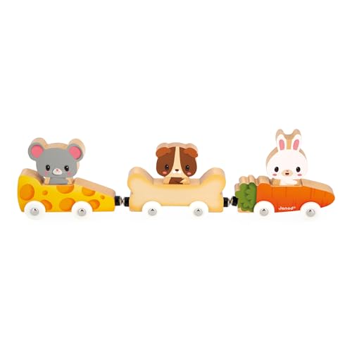 Janod - Haustier-Magnete - Baby- und Kleinkindspielzeug - 3 Fahrzeuge + 3 Tiere aus Holz - Fördert die Handgeschicklichkeit - Spiel aus FSC-Holz - Ab 18 Monaten, J03315 Janod - Haustier-Magnete - Baby- und Kleinkindspielzeug - 3 Fahrzeuge + 3 Tiere aus Holz - Fördert die Handgeschicklichkeit - Spiel aus FSC-Holz - Ab 18 Monaten, J03315 von Janod