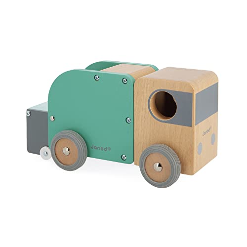 Janod - Bolid Müllwagen aus Massivholz - Magnetische Mülltonne Inklusive - Leise Räder - Fantasie und Feinmotorik - FSC-zertifiziert - Wasserfarbe - ab 2 Jahre, J04633 Janod - Bolid Müllwagen aus Massivholz - Magnetische Mülltonne Inklusive - Leise Räder - Fantasie und Feinmotorik - FSC-zertifiziert - Wasserfarbe - ab 2 Jahre, J04633 von Janod