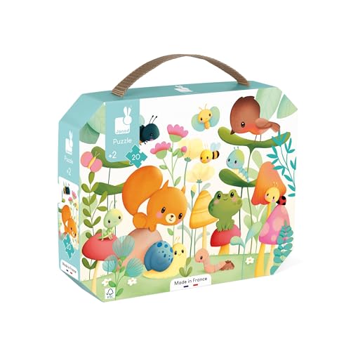 Janod - Puzzle - Meine Gartenfreunde - 20-teiliges Puzzle - Geduld und Fingerfertigkeit - FSC-Zertifiziert - Made in France - Ab 24 Monate, J02575 von Janod