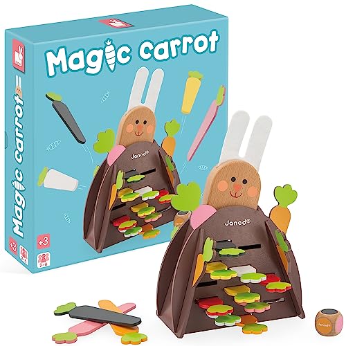 Janod - Magic Carrot - Gesellschaftsspiel für Kinder - Geschicklichkeits- und Strategiespiel - Holzspielzeug - Farben Lernen - 2 bis 4 Spieler - FSC-Zertifiziert - Ab 3 Jahren, J02473 von Janod