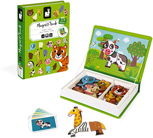 Janod - MagnetiBook Animals - Part Educational Magnetic Game Teaches Fine Motor Skills and Imagination - Suitable for Ages 3 and Up, J02723 von Janod