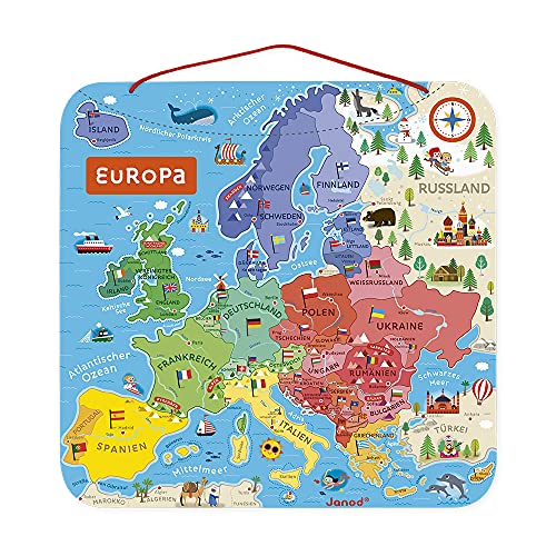 Janod - Magnetisches Puzzle Europakarte - Pädagogisches Holzpuzzle zum Lernen der Geographie - Europareise mit 40 Magneten - Zum Aufhängen an der Wand - Deutsche Version - Ab 7 Jahren, J05473 Janod - Magnetisches Puzzle Europakarte - Pädagogisches Holzpuzzle zum Lernen der Geographie - Europareise mit 40 Magneten - Zum Aufhängen an der Wand - Deutsche Version - Ab 7 Jahren, J05473 von Janod