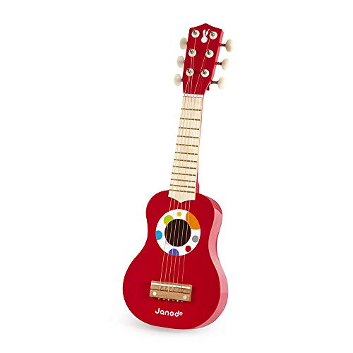 Janod - My First Confetti Holz-Gitarre, Kinder-Musikinstrument, Spielzeugnachbildung und Spielzeug für musikalisches Empfinden, ab 3 Jahren, J07628 von Janod