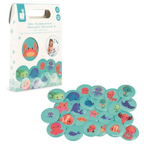 Janod - Memoryspiel Meine Tierbabys - Badespielzeug - 24 Schwimmende Teile - Memo-Spiel für Kinder - Erweiterbares Spielzeug - Ab 24 Monaten, J04723 Janod - Memoryspiel Meine Tierbabys - Badespielzeug - 24 Schwimmende Teile - Memo-Spiel für Kinder - Erweiterbares Spielzeug - Ab 24 Monaten, J04723 von Janod