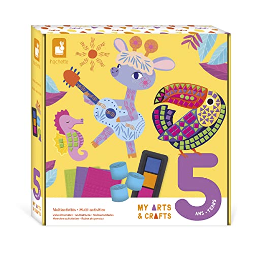 Janod - My Arts & Crafts – 5 Jahre – Kreatives Multiaktivitäts-Set – 8 Illustrationen – Kreativ-Set für Kinder – Lernen Feinmotorik und Konzentration – J07748 von Janod