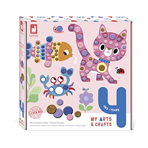 Janod - My Arts & Crafts - Ab 4 Jahre - Runde Sticker - 4 Bilder - Kreatives Hobby Kinder - Feinmotorik und Konzentration - J07742 von Janod