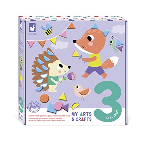 Janod My Arts & Crafts – ab 3 Jahren – geometrische Aufkleber – 4 Bilder – Kreativ-Set für Kinder – J07740 animaux Sticker Hobby Feinmotorik und Konzentration-J07740, Mehrfarbig von Janod