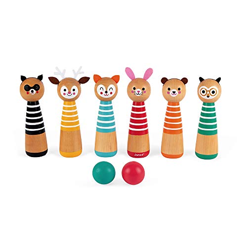 Janod - My First Happy Garden Kegelspiel, Kinderspiel für draußen, 6 Kegel und 2 Holzkugeln, ab 3 Jahren, J03200 Janod - My First Happy Garden Kegelspiel, Kinderspiel für draußen, 6 Kegel und 2 Holzkugeln, ab 3 Jahren, J03200 von Janod