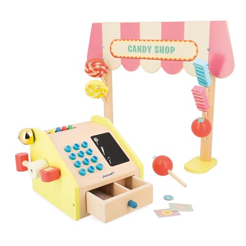 Janod - Kinder-Kaufladen Applepop - Rollenspiel mit Registerkasse - 19 Zubehörteile - Fördert die Fantasie - Spielzeug aus FSC-Holz - Wasserfarbe - Ab 3 Jahre, J03350 Janod - Kinder-Kaufladen Applepop - Rollenspiel mit Registerkasse - 19 Zubehörteile - Fördert die Fantasie - Spielzeug aus FSC-Holz - Wasserfarbe - Ab 3 Jahre, J03350 von Janod