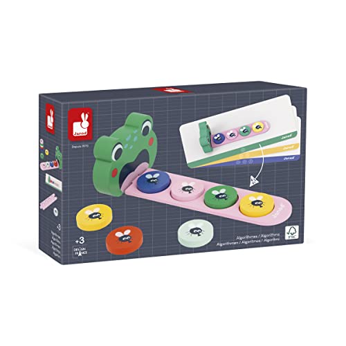 JANOD Pädagogische Reihe-Froschalgorithmen-Farben und Serien Lernen-Lernspielzeug für Kinder-Froschspiel-ab 36 Monaten, J05088, bunt von Janod