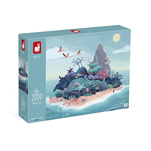 Janod - Puzzle 2000 Teile - Die geheimnisvolle Insel - Für Erwachsene Teenager Kinder -zertifiziert - ab 10 Jahren, J02517 von Janod