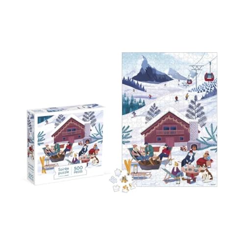 Janod - Puzzle 500 Teile Erwachsene Teenager Kinder - Winter in den Bergen - Entwickelt Geduld und Fingerfertigkeit - Europäische Herstellung, Pflanzenfarben und FSC-zertifiziert - Ab 8 Jahren -J02494 von Janod