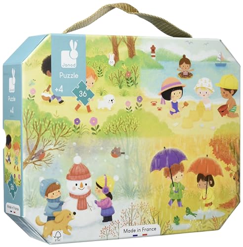 Janod, Kinderpuzzle Die Jahreszeiten 36 Teile, Lernspielzeug Feinmotorik und Konzentration, Koffer mit Griff, Ab 4 Jahren, J02602 Janod, Kinderpuzzle Die Jahreszeiten 36 Teile, Lernspielzeug Feinmotorik und Konzentration, Koffer mit Griff, Ab 4 Jahren, J02602 von Janod