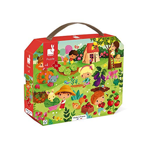 Janod - Puzzle für Kinder Gemüsegarten, 36 Teile - Lernspiel - Feinmotorik und Konzentration - Koffer mit Griff - hergestellt in Frankreich - FSC-zertifiziert - Ab 4 Jahren, J02648 von Janod