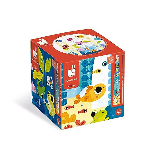 Janod - Runde Pyramide Runde Das Leben im Teich - Baby- und Kleinkindspielzeug - Spielzeug zum Stapeln und Stecken - Erlernen der Größen- und Zahlenbegriffe - Ab 1 Jahr, J02675 Janod - Runde Pyramide Runde Das Leben im Teich - Baby- und Kleinkindspielzeug - Spielzeug zum Stapeln und Stecken - Erlernen der Größen- und Zahlenbegriffe - Ab 1 Jahr, J02675 von Janod