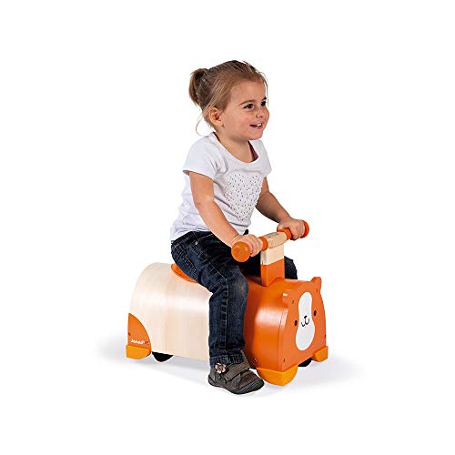 Janod - Rutscher ‘Hamster’ - Baby Rutschfahrzeug mit integriertem Fach - Holzspielzeug mit 4 Rädern, Schutzkanten aus Silikon - Ab 1 Jahr, J08050 von Janod