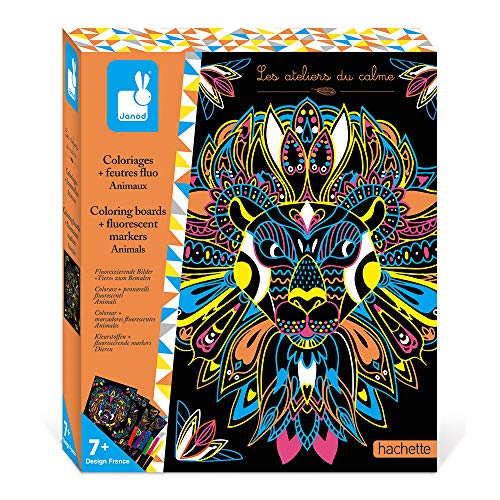 Janod - Set zum Ausmalen Mandalas und Neonfilzstifte Tiere - Les Ateliers du Calme - Set für kreative Freizeitbeschäftigungen für Kinder - Feinmotorik und Kreativität - Ab 7 Jahren, J07949, Mittel Janod - Set zum Ausmalen Mandalas und Neonfilzstifte Tiere - Les Ateliers du Calme - Set für kreative Freizeitbeschäftigungen für Kinder - Feinmotorik und Kreativität - Ab 7 Jahren, J07949, Mittel von Janod