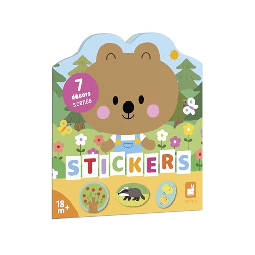 Janod - Stickerheft Ab 18 Monate - Thema Wald - 12 Seiten zum Dekorieren - Kreatives Freizeitvergnügen Kind - Lernen Feinmotorik & Konzentration, Braun von Janod