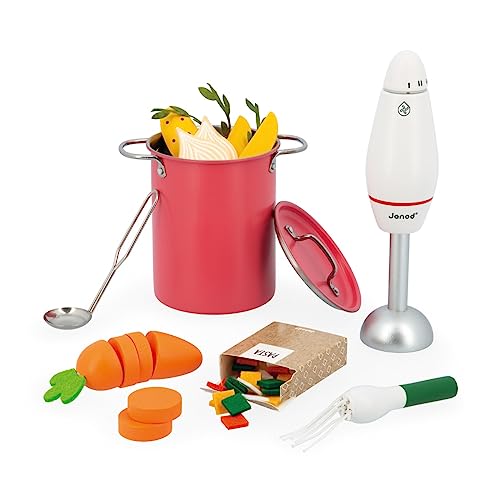 Janod Suppen-Set für Kinder-43 Zubehörteile aus FSC-Holz, Pappe und Filz-Rollenspielzeug-Ab 3 Jahre, J06634, Mehrfarbig Janod Suppen-Set für Kinder-43 Zubehörteile aus FSC-Holz, Pappe und Filz-Rollenspielzeug-Ab 3 Jahre, J06634, Mehrfarbig von Janod